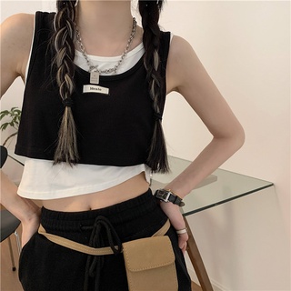 Áo lửng hai dây phối màu thời trang nữ