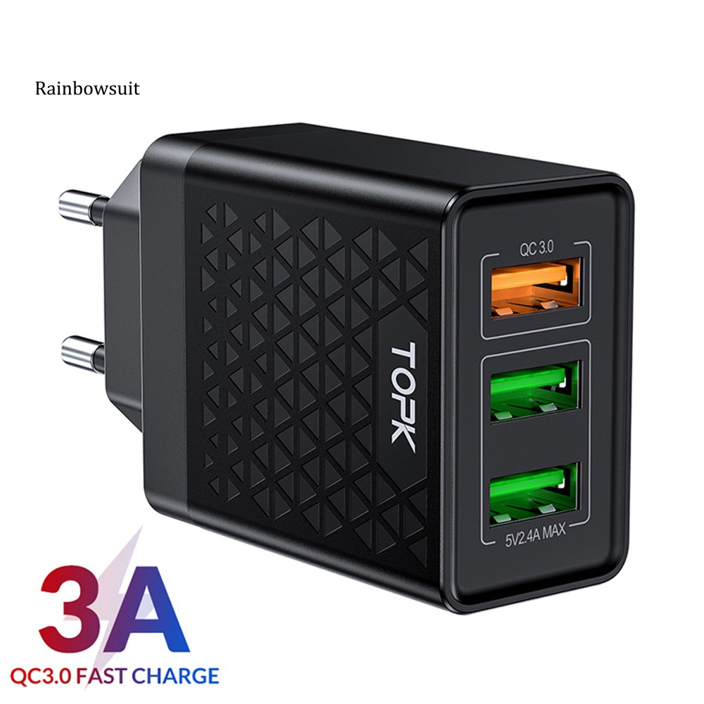 Cốc Sạc Nhanh 3 Cổng Usb 30w Qc3.0