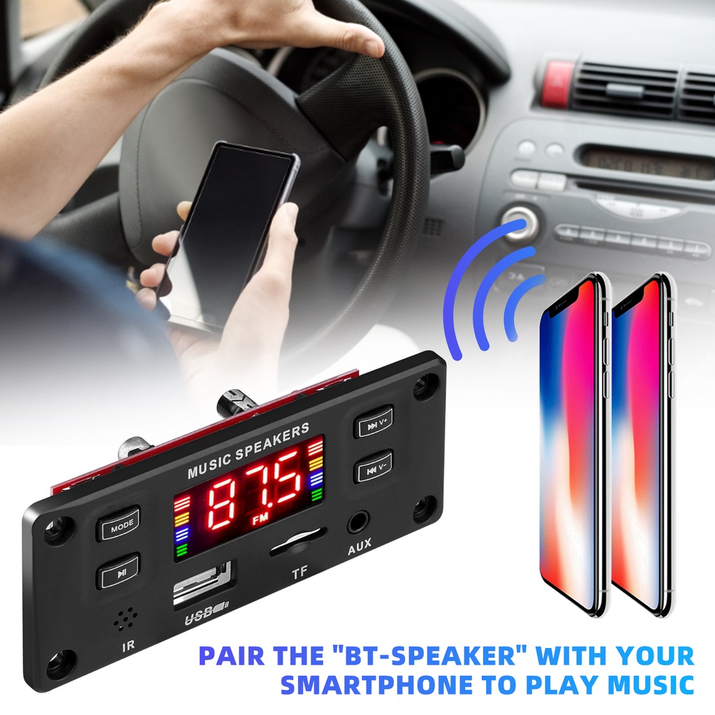Bảng Mạch Khuếch Đại Âm Thanh MP3 2 * 30W 60W 7-22V Bluetooth 5.0 Hỗ Trợ FM TF USB AUX Ghi Âm