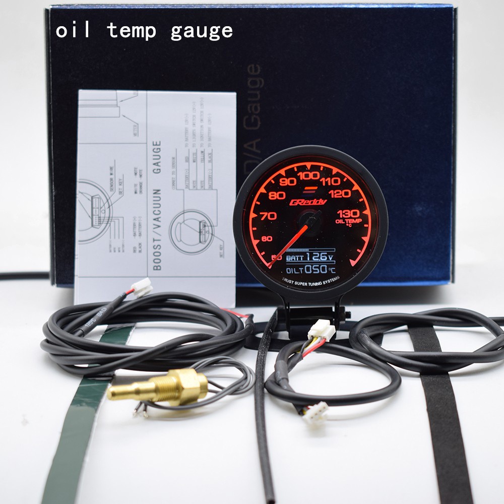 Đồng Hồ Đo Áp Suất Dầu/Nước Tăng Áp/Nước/Dầu 7 Màu Trong 1 Màn Hình LCD 2.5inch