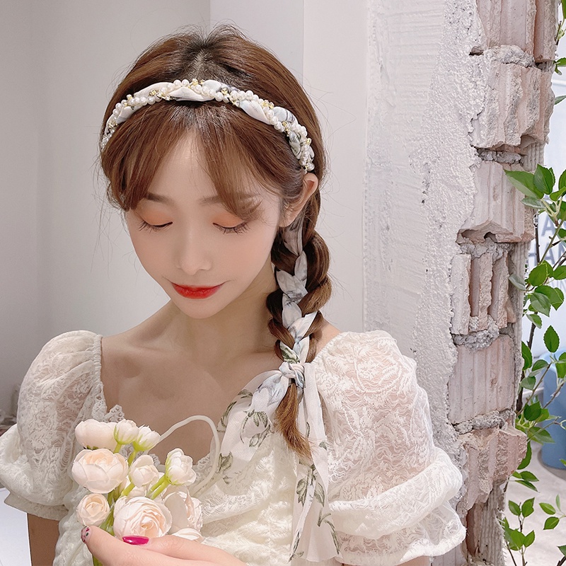 Băng Đô Bện Dây Phối Tua Rua Phong Cách Hàn Quốc