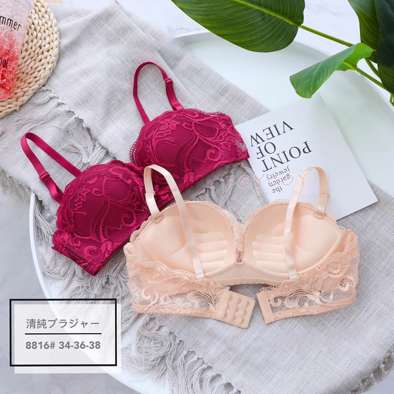 Áo lót ren hoa cup ngang phối nơ đệm bàn tay 2,5cm siêu đẹp