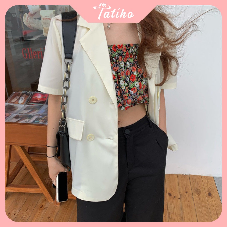 [Hàng Xịn, Giá Tốt]  Áo Vest Tay Cộc ( Áo Blazer ) Dáng Rộng Chất Mát Phong Cách Thời Trang Hottrend - Mã AK005