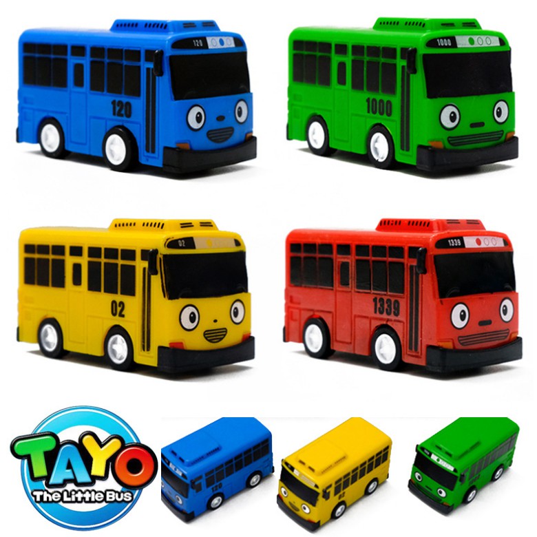 Bộ 4 xe buýt Tayo bus mini - Tayo The little Bus đồ chơi trẻ em xe chạy cót