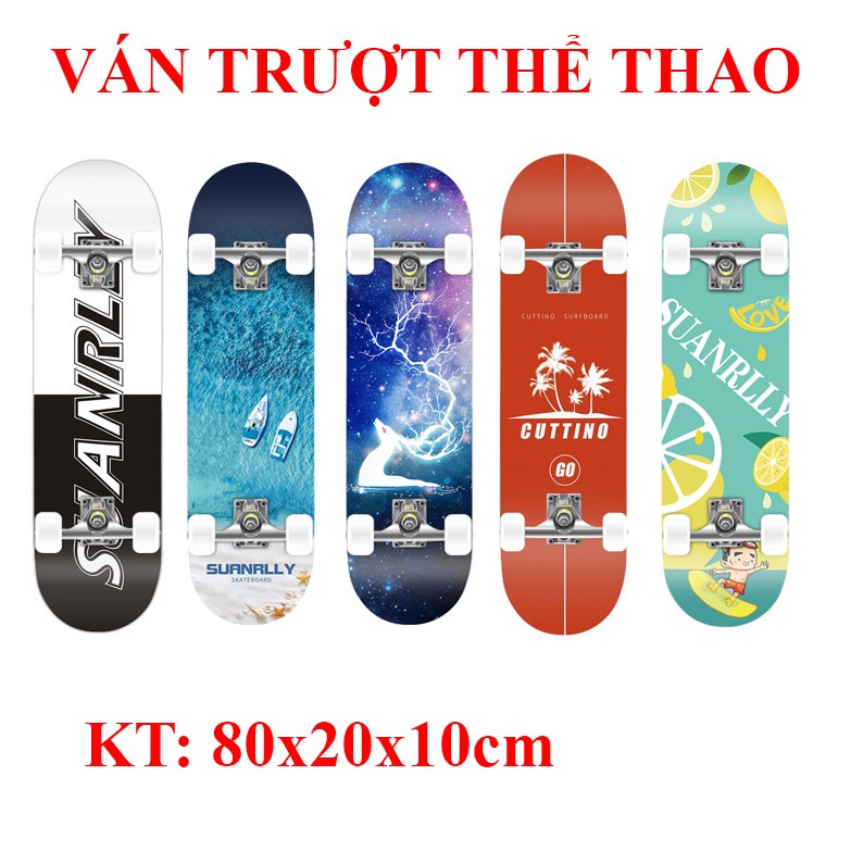 Ván Trượt Thể Thao Mặt Nhám Gỗ Phong Ép 7 Lớp Trọng Tải 150kg Kích Thước 80x20x10cm