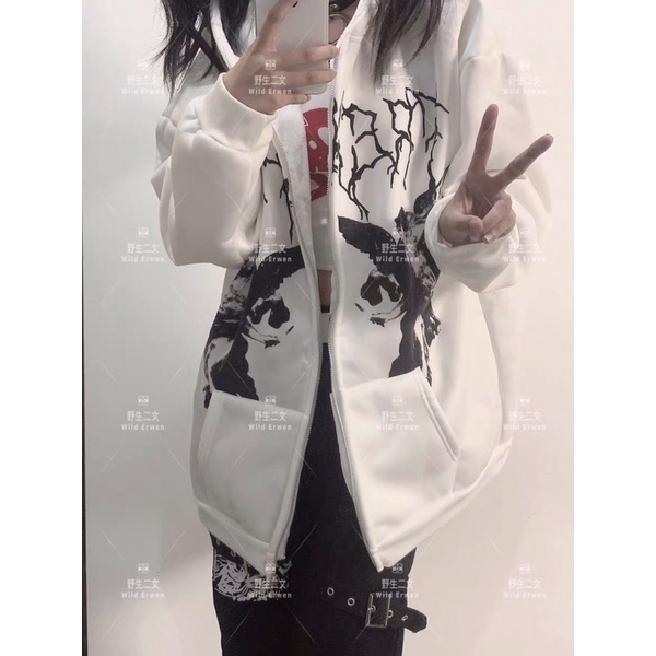 Áo khoác len tay dài trùm đầu cardigan có túi rời mặc với phong cách punk, gothic, thể thao, streetstyle | BigBuy360 - bigbuy360.vn