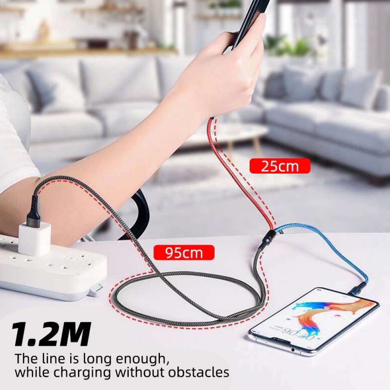 Dây cáp sạc nhanh HdoorLink 3 trong 1 USB Type C 1.2m 5A dành cho iOS Android