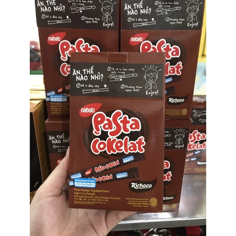 Bánh Kem Socola Richoco Pasta Cokelat Hộp 30 Que x8g