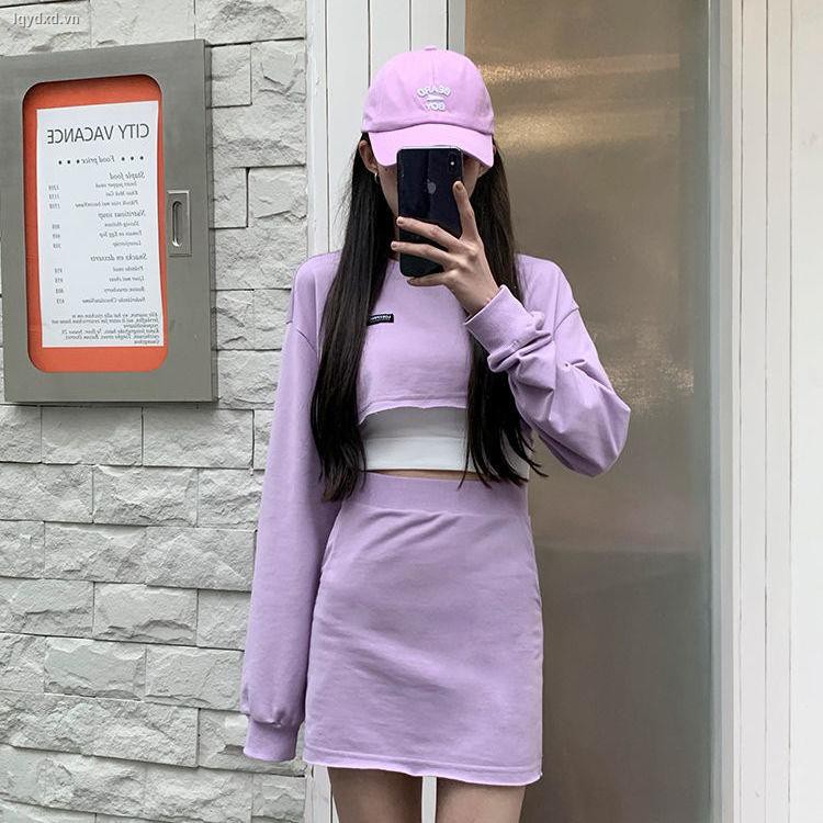 Bộ Áo Sweater + Chân Váy Ngắn Thể Thao Thời Trang Xuân Thu 2021 Cho Bé