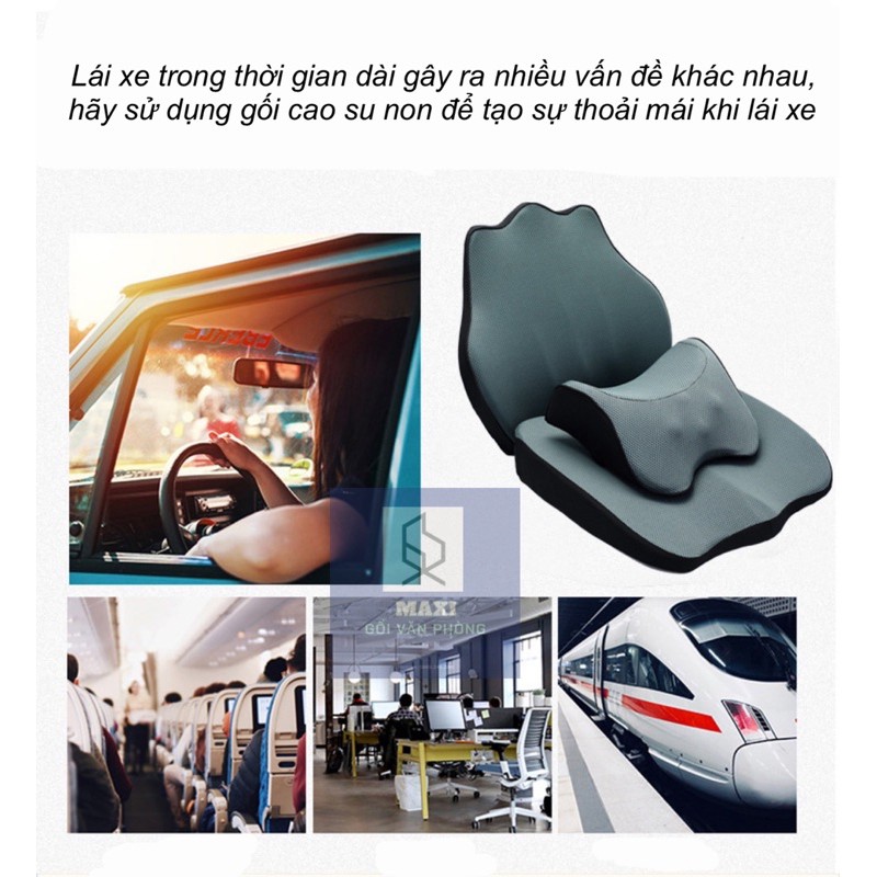 [ Hàng cao cấp ] Combo Gối Đệm Tựa Lưng Ô Tô  Xe Hơi  Văn Phòng - CAR001