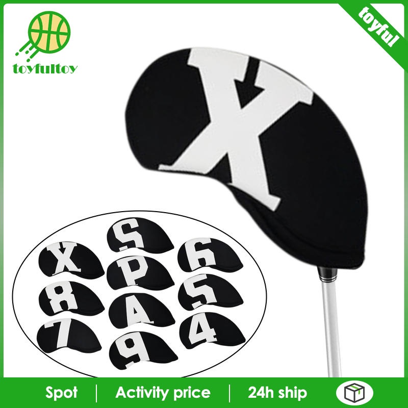 Set 10 Vỏ Bọc Đầu Gậy Đánh Golf 4,5,6,7,8,9,A,x Màu Trắng