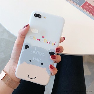 Ốp lưng iPhone hình hà mã chất liệu mịn siêu mỏng cho 6 6s 7 8 X XS XR XS MAX (40b)
