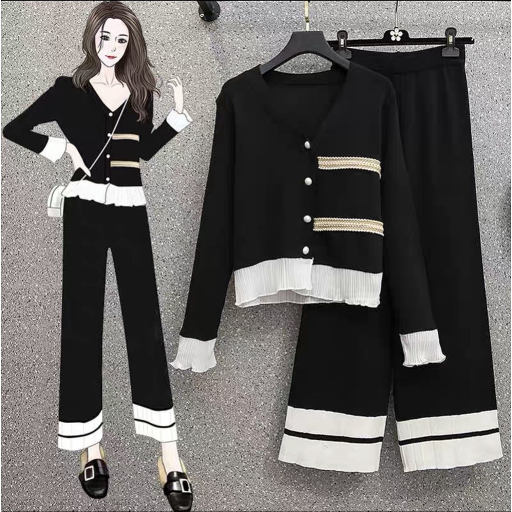 Set len phối viền quần xuông