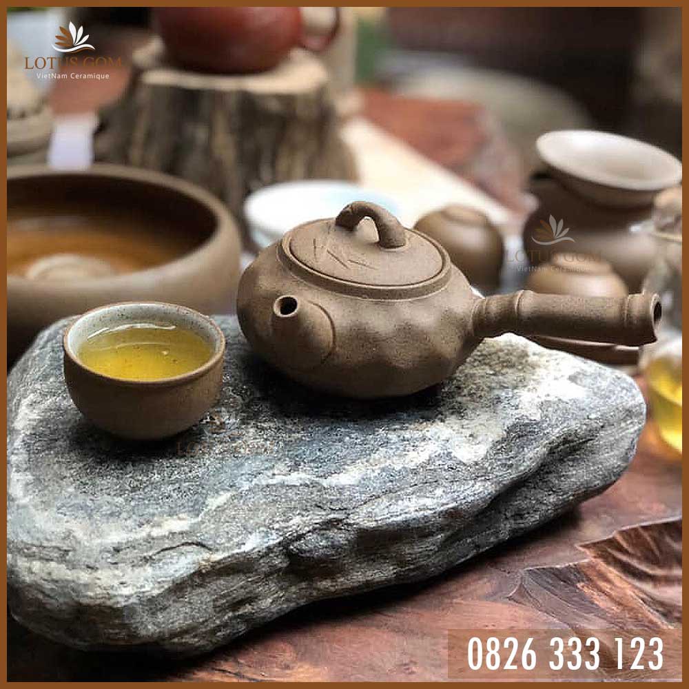 Ấm Trà Tử Sa Quai Ngang Thuyền Trà Kiểu Nhật
