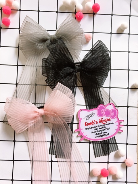 Kẹp nơ voan sọc