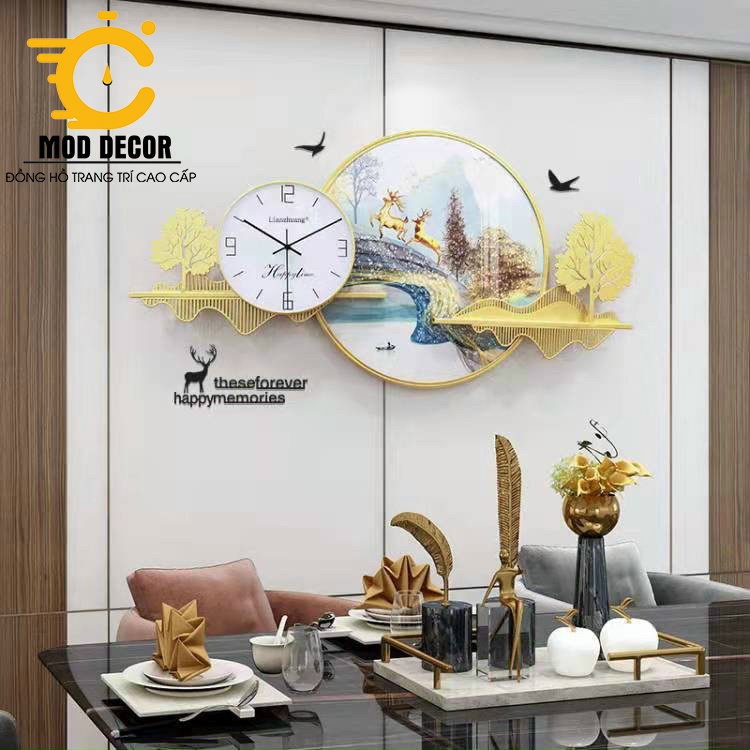 Đồng hồ treo tường tráng gương kim trôi M336 cho phòng khách đẹp