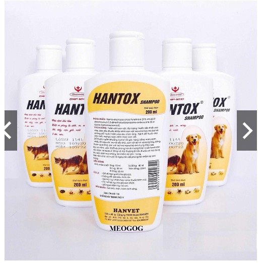 Sữa Tắm diệt Ve Rận Bọ Chét Chó Mèo Hantox Shampoo Vàng 200ml