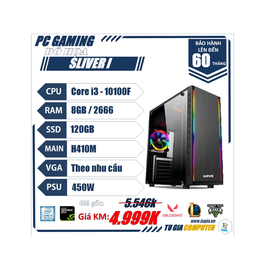 Case PC Building Gaming chơi Game, Live Streamer, thiết kế đồ họa, làm văn phòng, Youtube chuyên nghiệp
