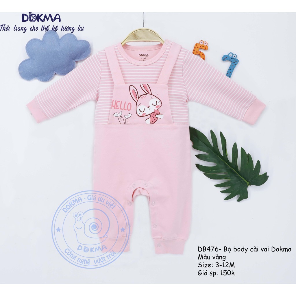 Dokma - Body Cài vai phối kẻ yếm 3-9m DB476