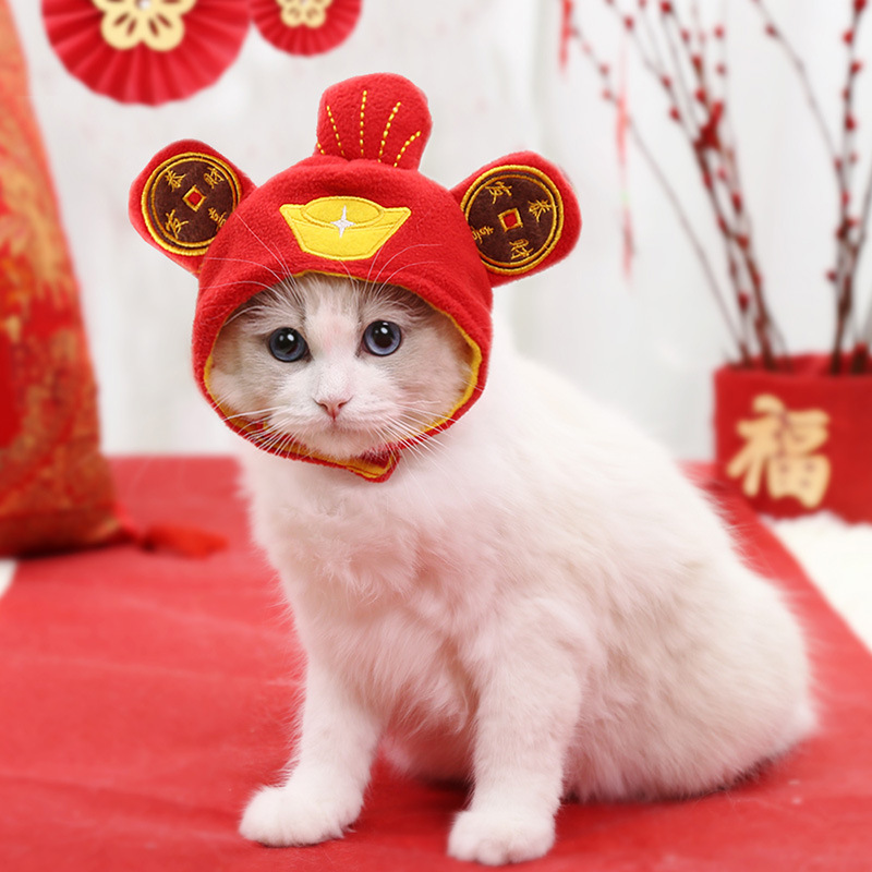 Năm mới mũ vật nuôi mèo dễ thương biến thành một chiếc mũ