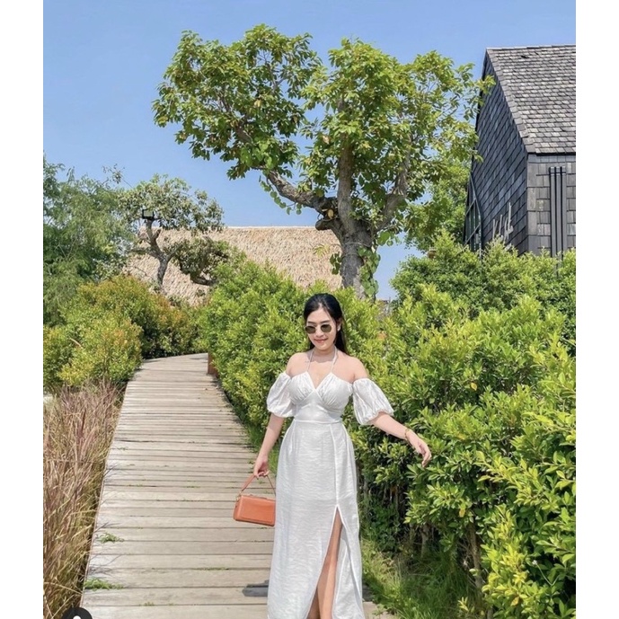 ĐẦM MIDI TRẮNG MOCKING LƯNG