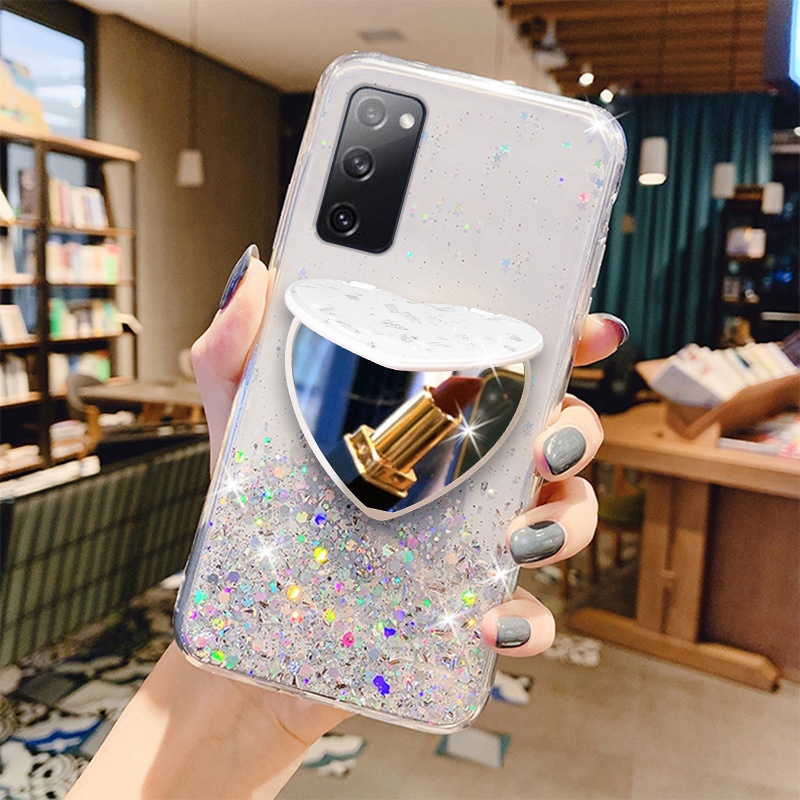 Ốp Điện Thoại Đính Kim Tuyến Có Gương Trái Tim Cho OPPO Reno 7 6 4 5 Pro Plus 4F 5F 6Z 7Z 5G Reno3 4G