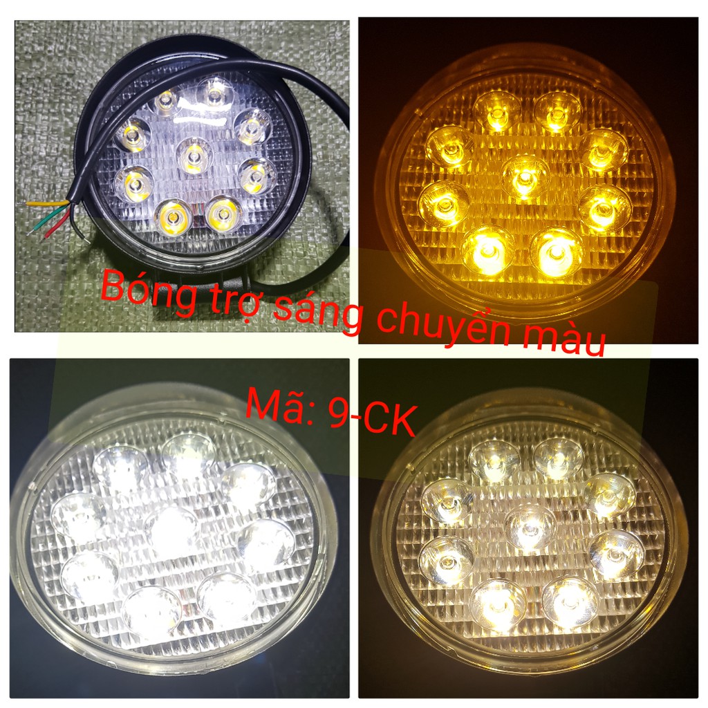 Đèn trợ sáng 27W đèn led trợ sáng L9 có 9 hạt Led- 3 chế độ chuyển màu xe Ôtô, xe máy