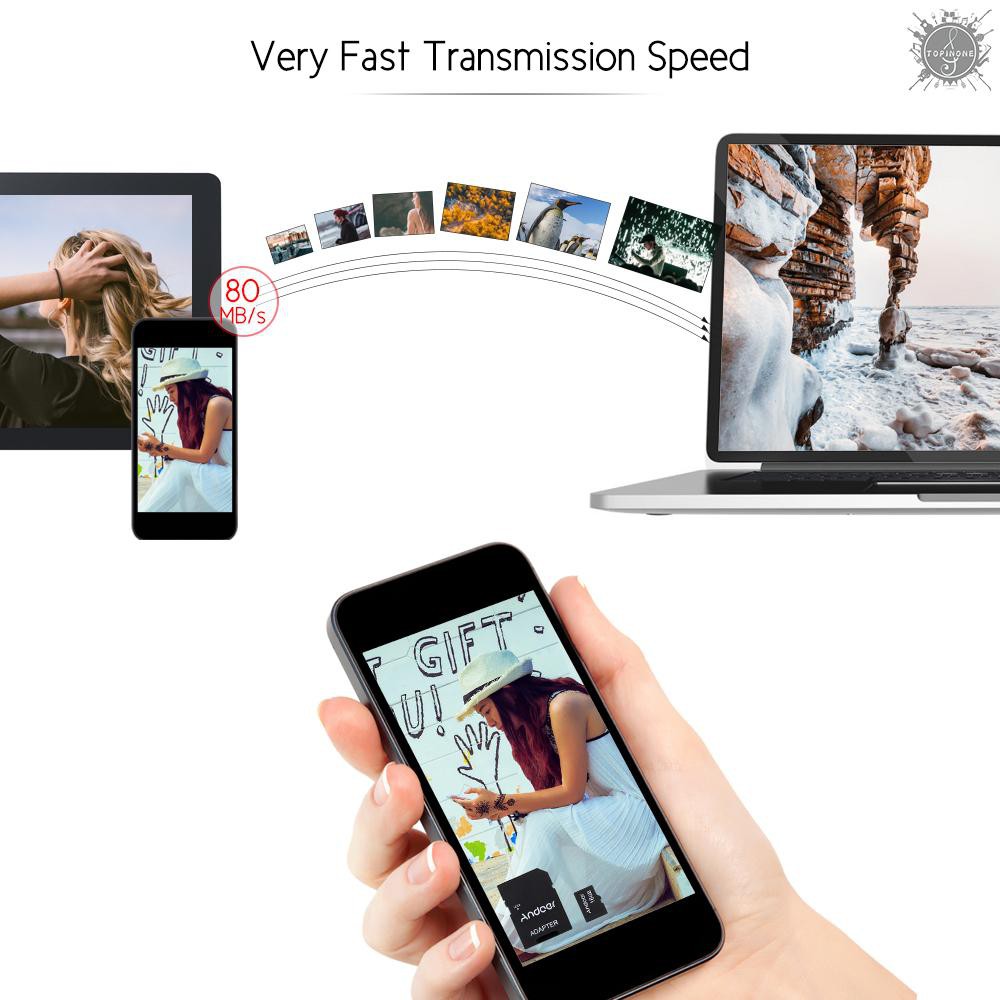 Thẻ nhớ Andoer 16GB TF + Bộ chuyển đổi thẻ TF cho Camera/điện thoại/pc/máy nghe nhạc