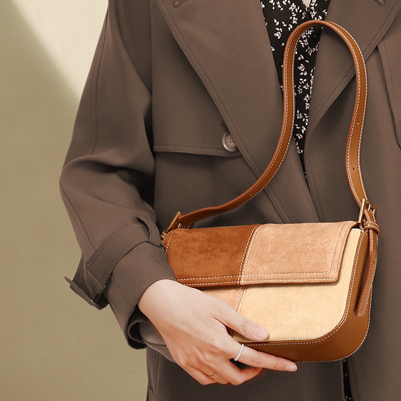 Túi đeo vai IELGY màu sắc tương phản dễ phối đồ thiết kế thời trang cho nữ