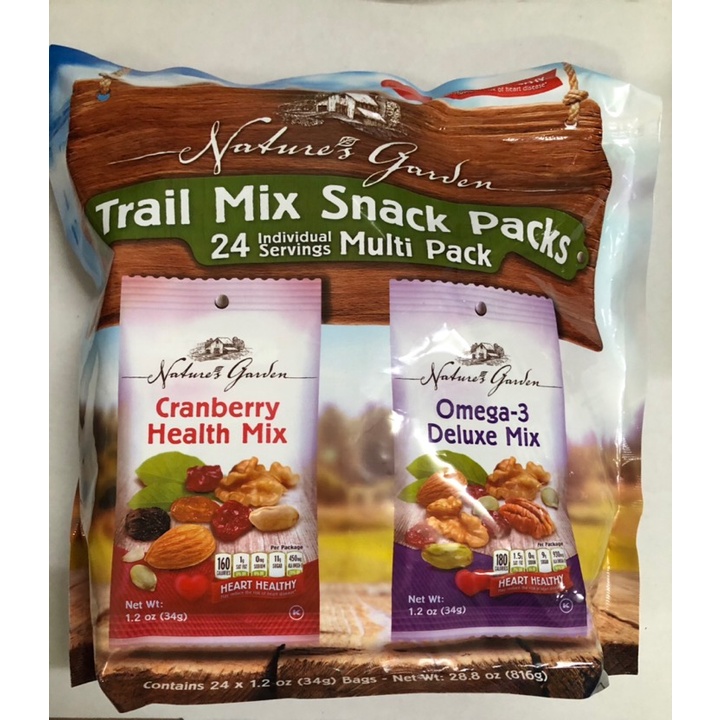 Hạt sấy khô tổng hợp Nature’s Garden Trail Mix Snack Packs 816g Mỹ