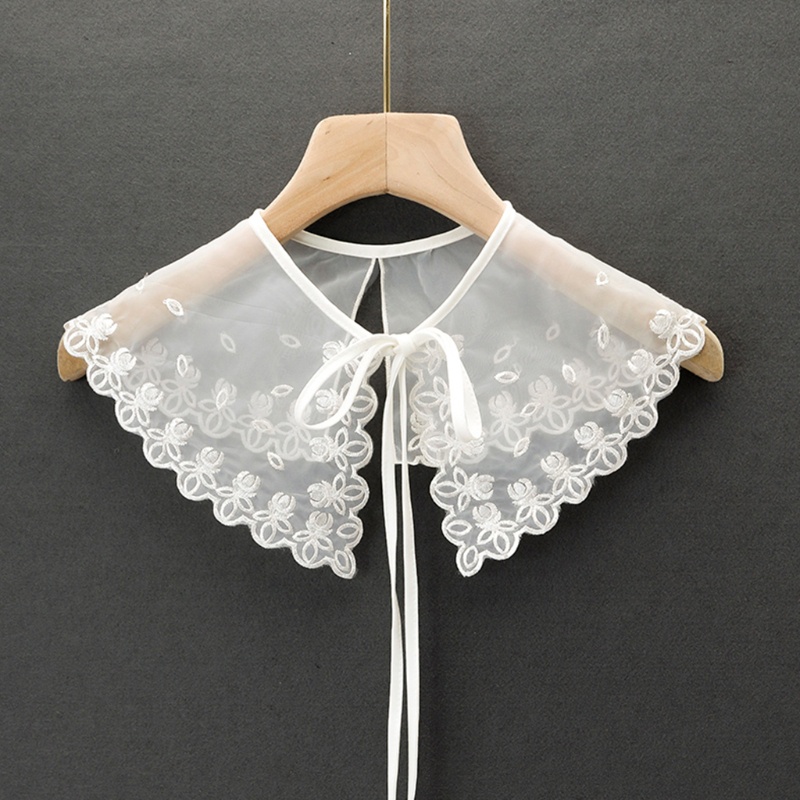 Vòng Cổ Lưới Phối Ren Giả Thêu Họa Tiết Phong Cách Lolita