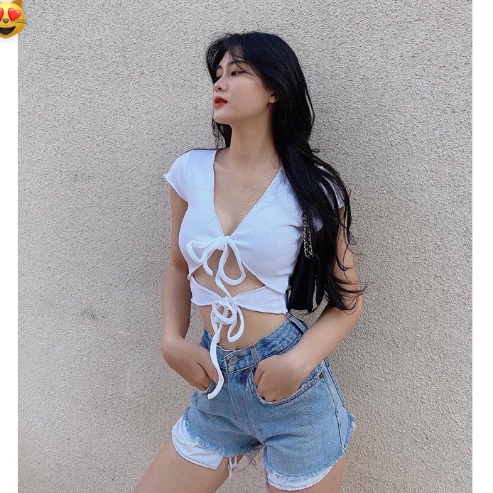 Áo xốp kiểu cột ngực cột eo croptop có mút ngực sexy , chất thun xốp mềm mịn