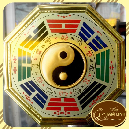 Gương Bát quái phong thủy âm dương- mạ vàng