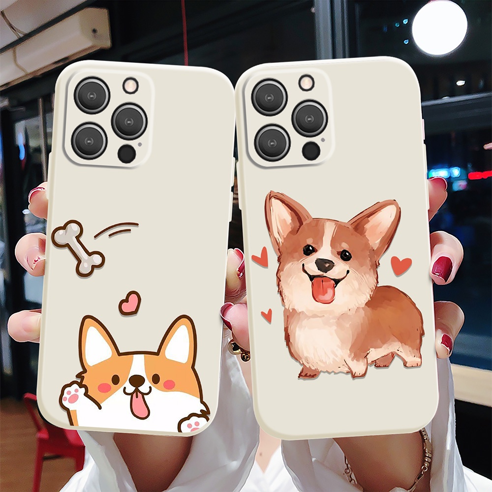 Dễ Thương Ốp Điện Thoại silicone Mềm Thiết Kế Hình corgi Bảo Vệ Ống Kính Máy Ảnh Cho iphone 14 pro max 13 12pro 11