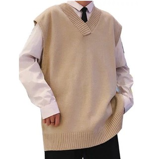  Áo len không tay cổ chữ V màu trơn trẻ trung sành điệu