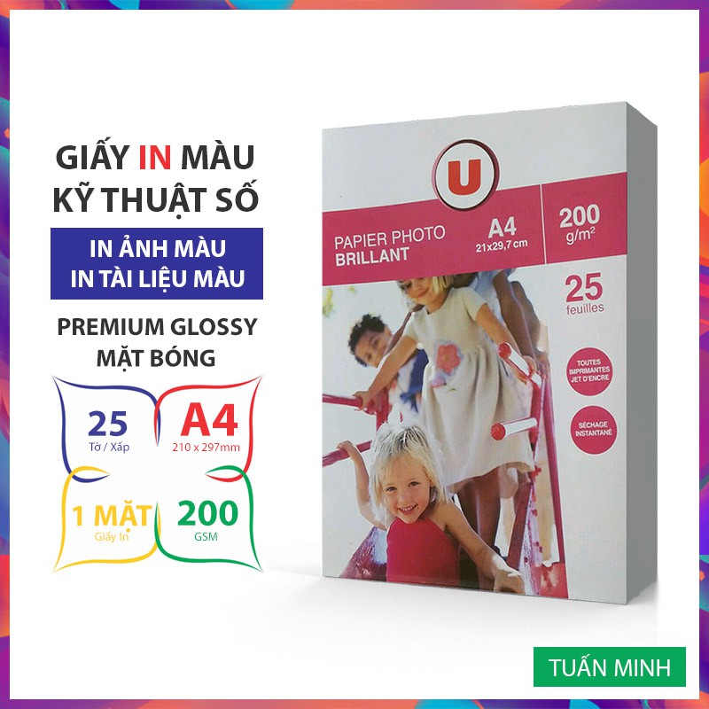 Giấy In Ảnh Brillant A4 200gsm 25 Tờ