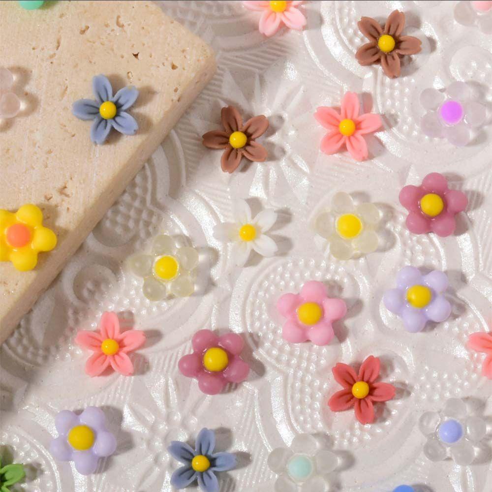 Phụ Kiện Trang Trí Móng Tay Trong Suốt Hình Hoa Xinh Xắn|Hạt Nhựa Nhiều Màu Sắc Đính Móng Nghệ Thuật