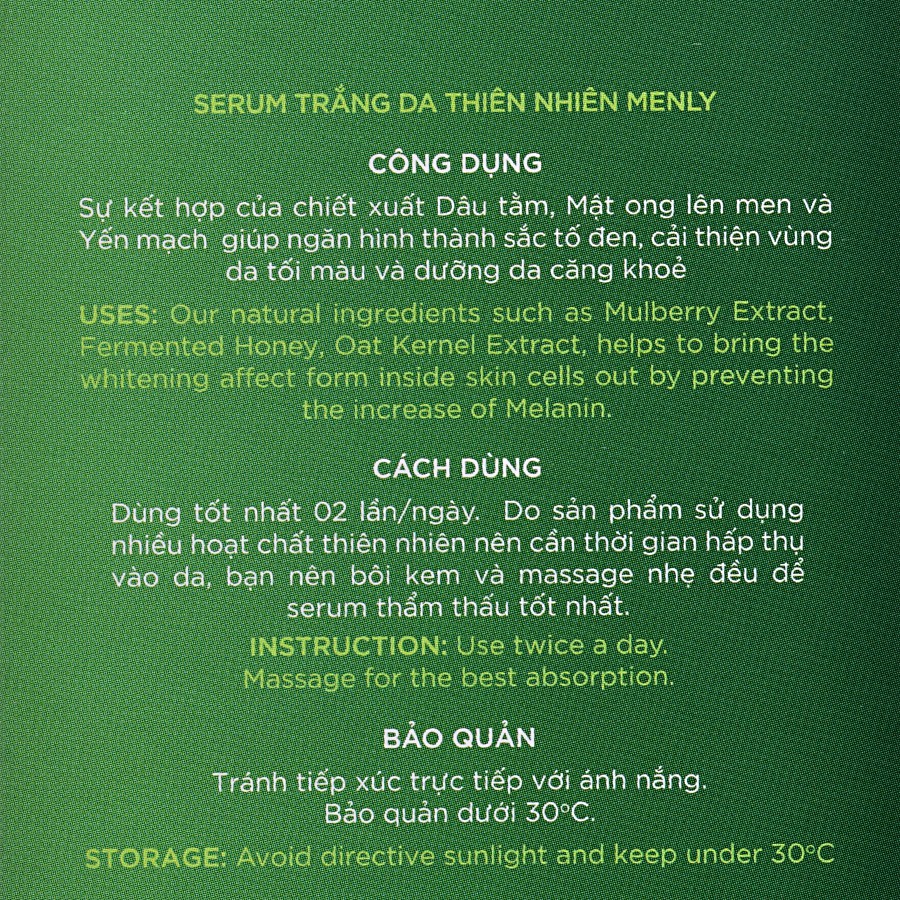 Serum dưỡng trắng da cho nam MENLY 30ml