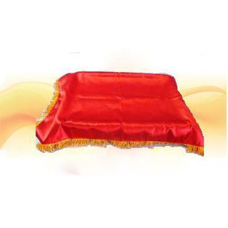 Khăn trải mâm, Khăn phủ đỏ (khăn nhung đỏ tua rua vàng phủ khay) cắt băng khánh thành