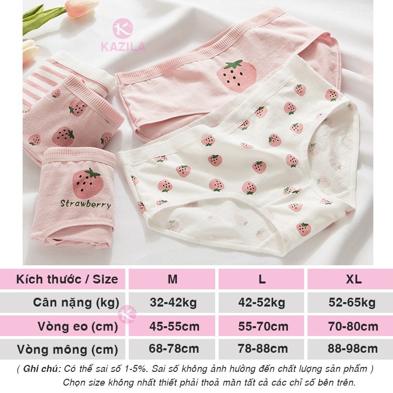 Quần lót nữ trắng hồng hình quả dâu dễ thương, quần lót cotton xuất Nhật Kazila QLH72 | BigBuy360 - bigbuy360.vn