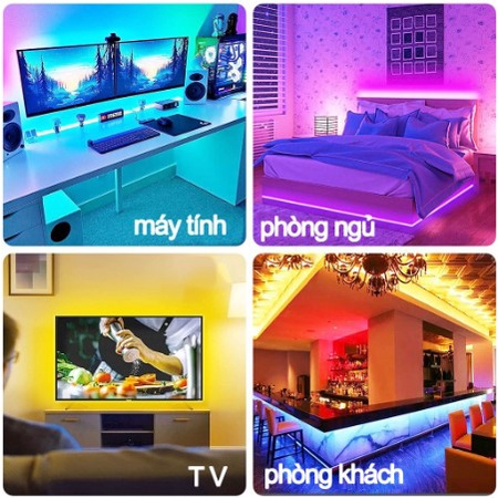- Đèn Led RGB nháy theo điệu nhạc, điều khiển bluetooth, decor trang trí máy tính TV nhà cửa - 5 mét nguồn USB 5V