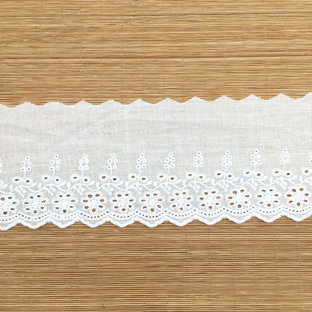 12cm ren lưới vải cotton thêu hoa phụ kiện may mặc nơ bờm handmade