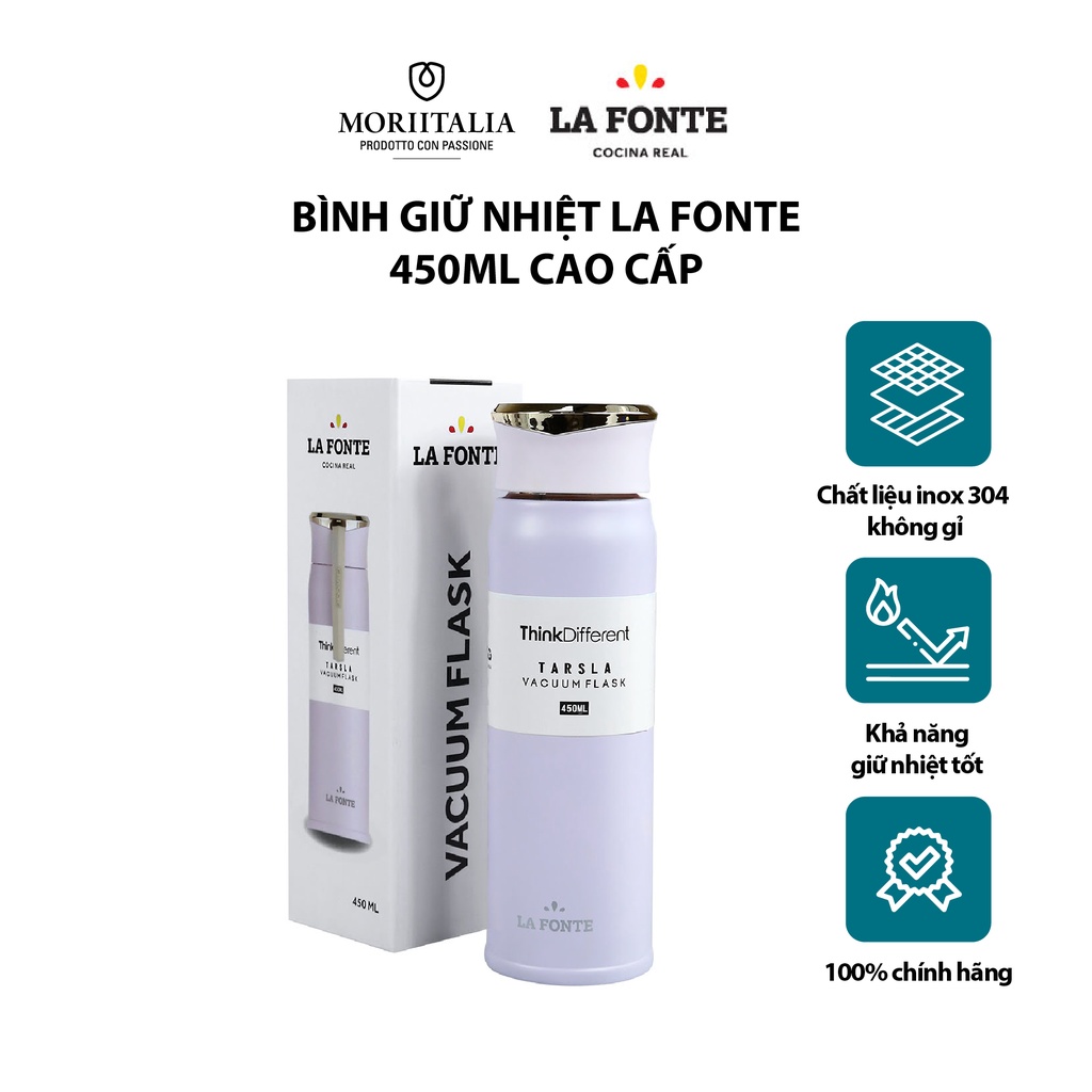 Bình giữ nhiệt La Fonte 450ml cao cấp Moriitalia 006606-VIO