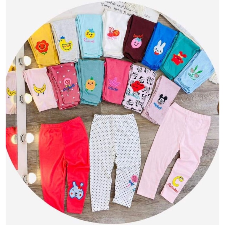 Quần dài legging bé gái flower 8-20kg thun bozip co dãn