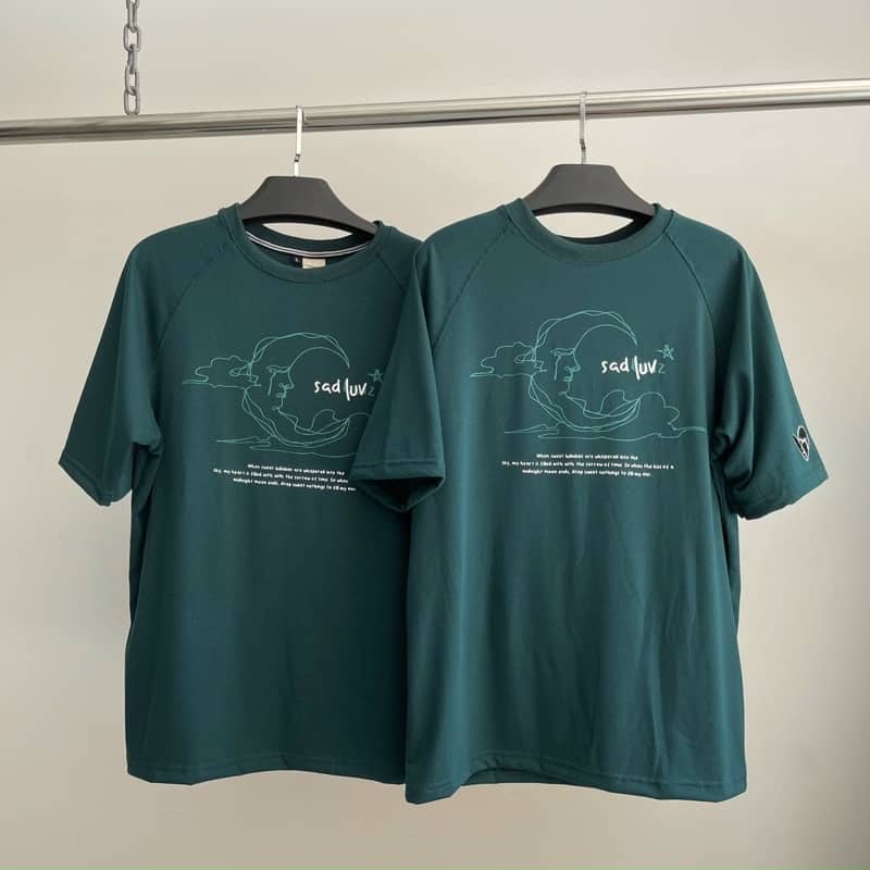 Áo Thun Tay Lỡ Unisex SADLUV màu XANH  /Nam nữ unisex/ Áo phông cổ tròn form rộng Jaystoree2