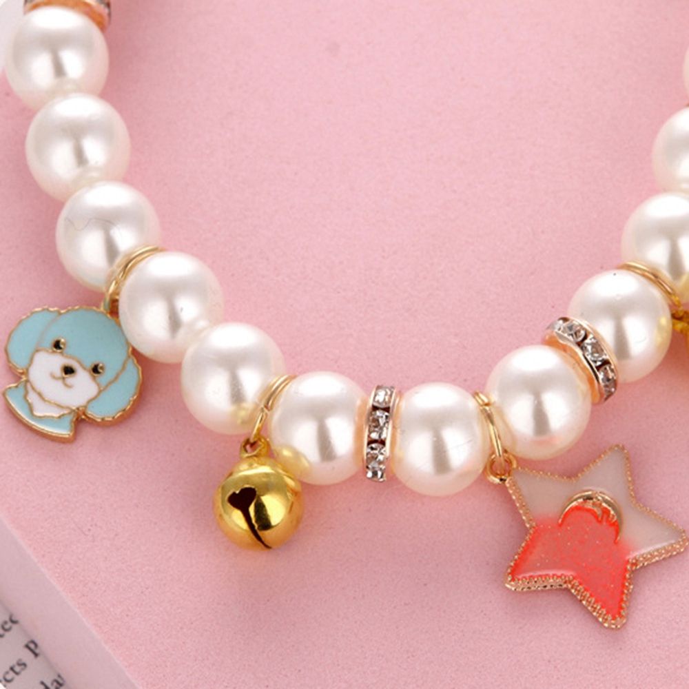 Vòng đeo cổ đính ngọc trai nhân tạo tinh tế dành cho chó mèo