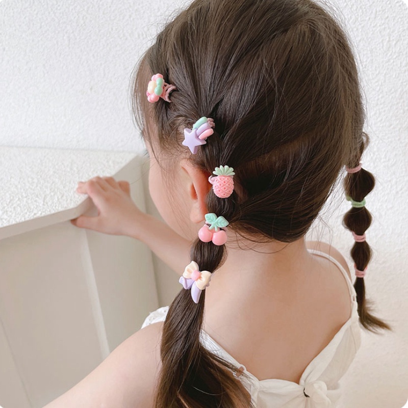 Set 20 Dây Buộc Tóc Cao Su Đính Hoa Nhiều Màu Sắc Dễ Thương Cho Bé Gái