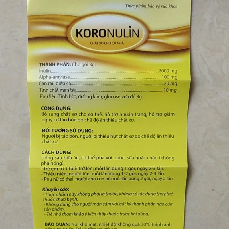 Koronulin chất xơ cho cả nhà (hộp 20 gói) Kozonulin bổ sung chất xơ, hỗ trợ nhuận tràng, giảm táo