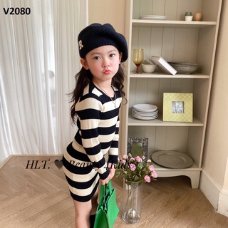 Váy body chuẩn len kẻ bé gái