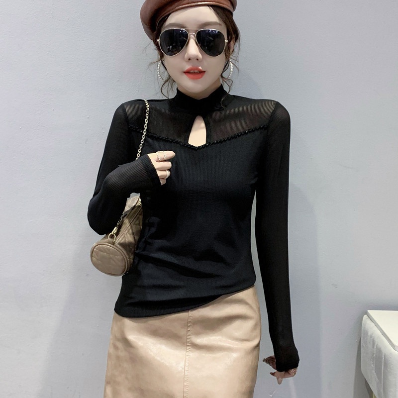 Đính hạt thiết kế mới thời trang mùa thu dành cho Áo thun dài tay nữ